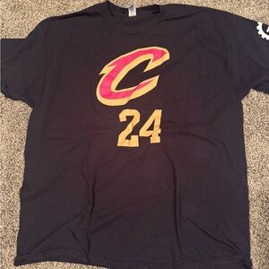 Black T-Shirt with Red and Gold Cleveland Cavaliers Logo